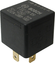 Minirelä, 12V, 30A, slutande, diod