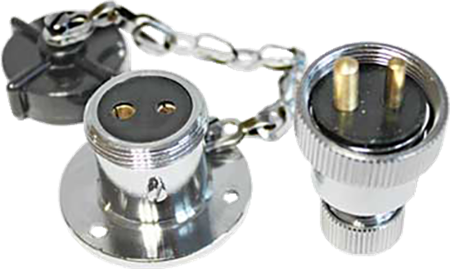 2-polig däckskontakt, kromad mässing