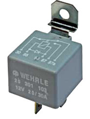 Minirelä, 12V, 20A/30A, växlande, diod