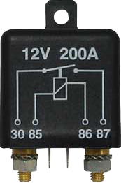 Effektrelä, 12V, 200A, slutande