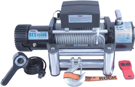 Rock, 24V elektrisk vinsch 6800kg, stålvajer 20m