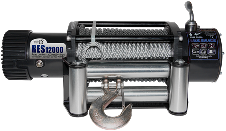 IronX, 24V elektrisk vinsch 5445kg, stålvajer 28m