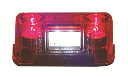 Nummerskyltsbelysning vit 4 LED, röd, 10-32V, IP66/68