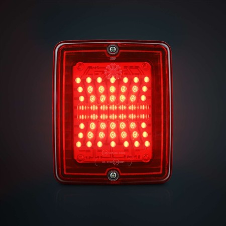 IZE LED dimljus bak röd lins square, 24V, IP66