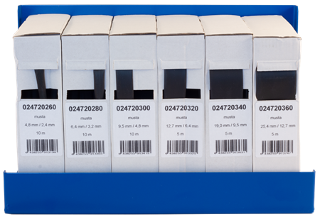 Ställ med krympslang, 6 storlekar, svart